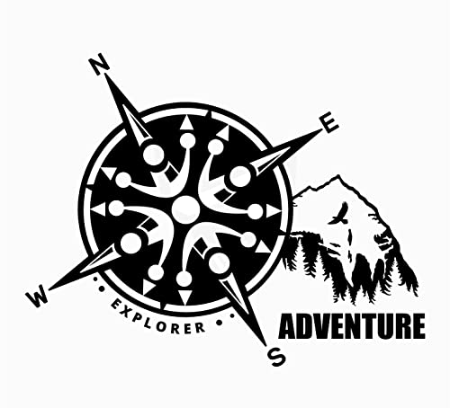 Artstickers 2 Unidades Pegatinas Brújula Adventure Estela de Barro, una para Cada Lateral, de 22,3 x 17,5cm para Coche o Moto (Negro) Cover