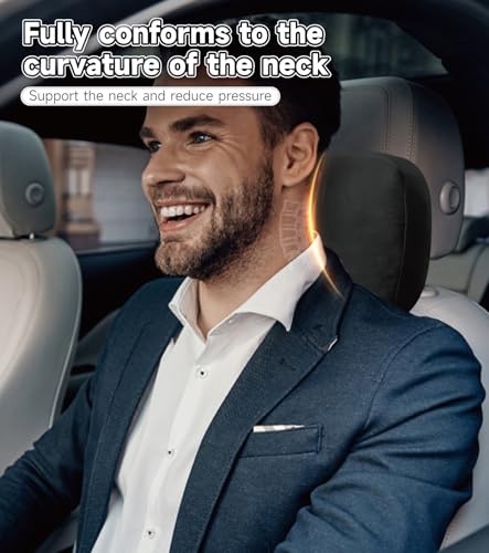 Image of 2Pcs Car Neck Pillow, Super Soft Du-Pont Bio cotton Neck Pillow for Driving, Suede Fabric Car Headrest Pillow, Make Your Driving More Comfortable, Suitable for Driving, Traveling (Interstellar Black)
