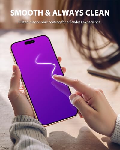 Image of PDDKISS Compatible for iPhone 17 Air Privacy Screen Protector 6.5 Inch, Purple Gradient Anti Spy Anti Blue Light HD Tempered Glass Easy Installation