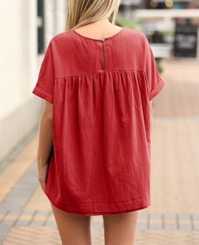 Image of Tankaneo Womens Summer Babydoll Tops Casual Loose Fit Peplum Oversized Tunic Shirts
