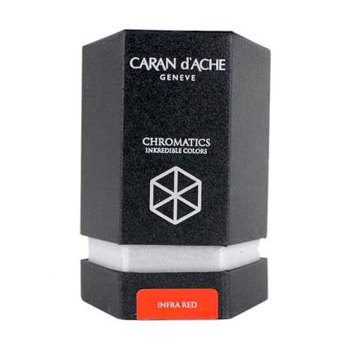 Caran d'Ache - Bote de tinta (50 ml), diseño con forma hexagonal, color rojo