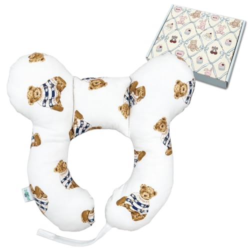 Baby Neck Pillow, U-Shape Pillow for Car Seat, Stroller and Pushchair, Lightweight Baby Travel Accessory (Little Bear)
