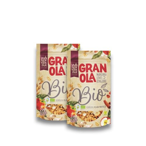 La Newyorkina Granola BIO Manzana Loves Jengibre 275g Con Chips de Manzana y Aceite de Oliva Virgen Extra (2 paquetes)