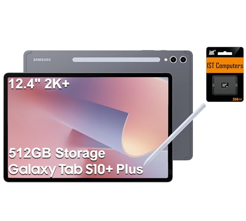 Samsung Galaxy Tab S10+ Plus, 12.4' AMOLED 2X 120Hz, 512GB Storage (256GB+256GB SD Card), Ultra-Light Android Tablet, Galaxy S Pen, AI Tools, 2K+ Touchscreen, 12GB RAM, 16-Hr Battery Life, SM-X820