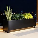Garvee 47"x16" LED Metal Planter Box with Exterior Light Strips & Controller, Illuminated Raised Garden Bed with Drainage Holes, Snap-On Assembly, Outdoor Planter for Patio & Garden Ambiance