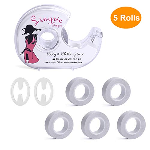 Body Tape, HIFEOS 5 Rolls Transparent Clothing Tape, Fabric Double Sided Tape
