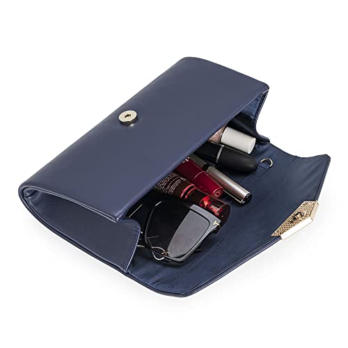 CHARMING TAILOR PU Clutch Purse for Women Evening Bag Chic Clutch Handbag for Special-occasion (Navy)