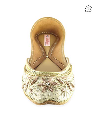 Image of Fulkari Women's Murraya Genuine Soft Leather Juttis | Bite and Pinch Free Jutis | Punjabi Jutti For Ladies | Bridal Ethnic Stylish Mojari Flats For Girls |