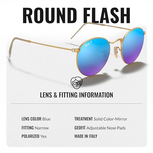 Ray-Ban RB3447 ROUND FLASH LENSES Round Shaped Sunglasses for Men & Women with Official RAYBAN Eyewear Kit4