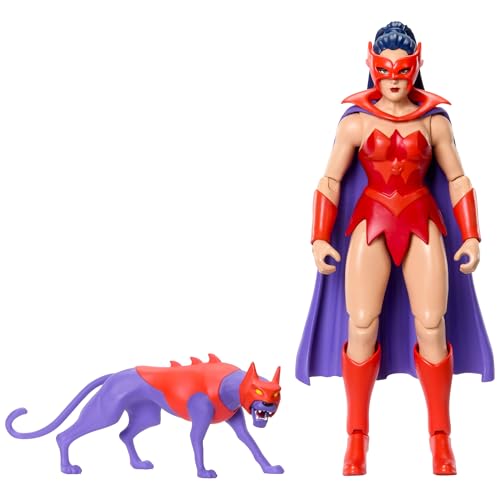 Masters of the Universe Origins Cartoon Collection Catra Figura de acción, heroína de 14cm inspirada en la serie de televisión de los años80, diseño detallado de la princesa del poder, JBM84