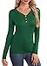 OFEEFAN Womens Winter Clothes Slim Fit Long Sleeve Tops for Women 2025 Fall Outfits Fashion Clothing V Neck Button Thermals Warm Christmas Sweaters Dark Green M