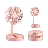 Portable Fan w/USB Rechargeable Battery - Mini Quiet Foldable/Foldaway Travel Fan - Adjustable Heigh