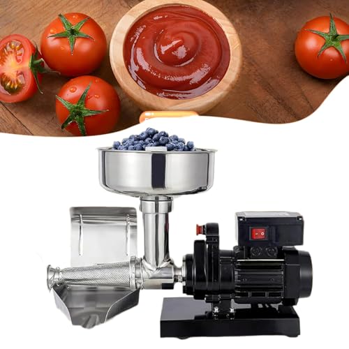 Máquina para hacer salsas eléctrica de 450 W, colador de tomates de 350 lb/h, prensadora y fresadora de alimentos con embudo y canaleta, máquina para hacer mermeladas, picadora de alimentos