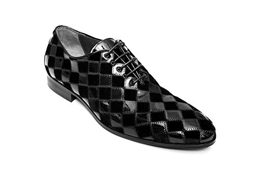 Giovanni Conti 2866-014 Mens Black Ultra Patent Leather & Velour lace up Shoes.