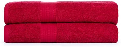 Ample Decor Hand Towel 18 X 28 Inch Pack of 2 600 GSM 100% Cotton, Oeko Tex Certified Soft Absorbent Thick Durable Premium Quality, for Hotel, Bathroom, Spa, Daily Use, Gym - Machine Washable - Red