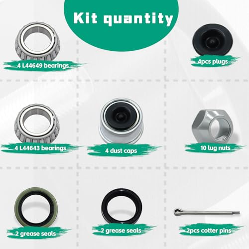 2 Sets 2000lb Trailer Hub Kit 5 Bolt 4.5" Trailer Hubs 5 Lug Fit 1" and 1-1/16" Trailer Straight Spindle Wheel Bearing Kit 5x4.5 Boat Trailer Axle Hub Kit Fit Straight Spindle by DEEPDREAM - Image 6