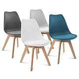 IDMarket - Lot de 4 chaises SARA Mix Color Gris foncé, Gris Clair, Blanc et Bleu