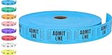 Tacticai 2000 Raffle Tickets, Admit One, Blue (8 Color Selection), Single Roll, Ticket for Events, Entry, Class Reward, Fundraiser & Prizes