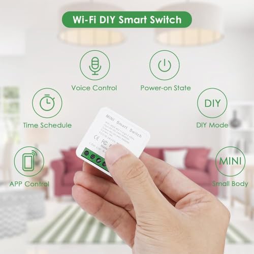 Image of Hexonix Mini 16A Smart WiFi Switch - Smart Life APP, Alexa & Google Compatible, 2-Way, DIY Mode, Timer, LAN Control (No Hub)