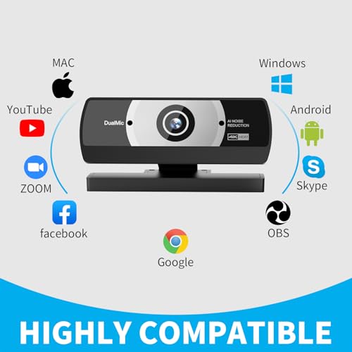 Image of 4K Webcam with Microphone, 24MP Ultra HD Web Cam for Desktop Computer, Streaming Camera for PC with Auto Light Correction & Wide Angle, Plug and Play USB Computer Camera for Laptop /Mac /Zoom /Teams