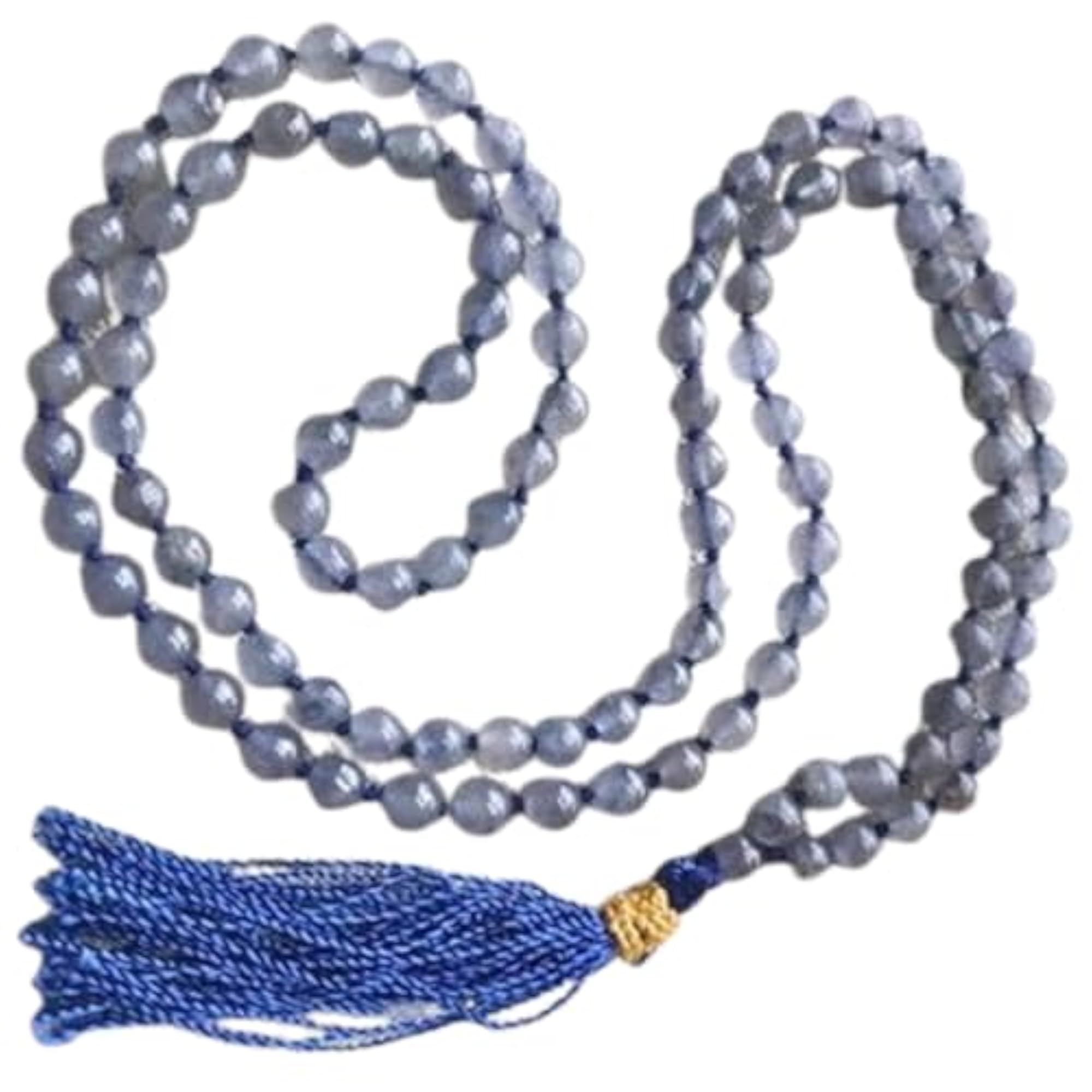 Natural Iolite 10MM Beaded Handmade Prayer Mala Necklace