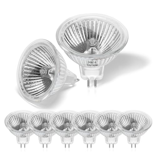 Morotty Confezione da 8 Lampada GU5.3 12v 50w, Lampadine GU5.3 2800K Bianco Caldo, Dimmerabile, Faretti da Incasso MR16 per Illuminazione Della Pista, Illuminazione da Incasso