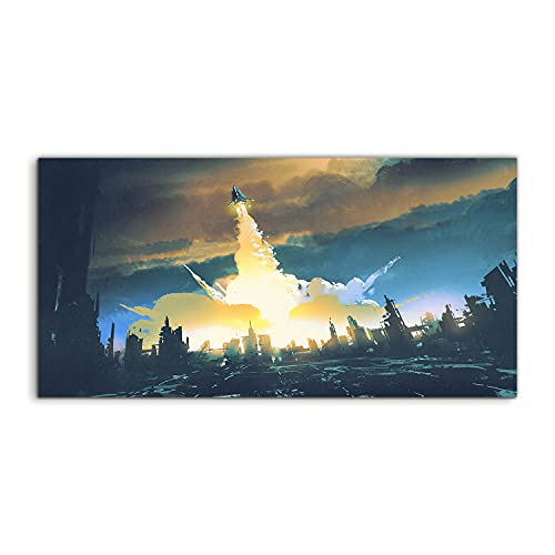 Tableau plexiglas salon fusée cosmos pour transformer un mur vide