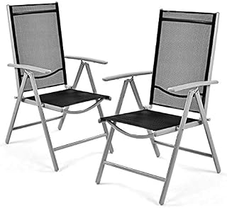 Giantex Set of 2 Patio Folding Chairs Adjustable Reclining Indoor Outdoor Garden Pool