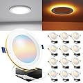 Sunco 12 Pack 6 Inch LED Recessed Light with Night Light, Flush Mount Ceiling Light, Baffle Trim Slim Can Lights, 1500 LM, Selectable CCT 2700K/3000K/4000K/5000K/6000K, Dimmable, 14W=100W ETL