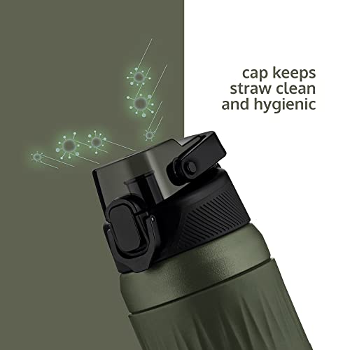 Qbottle Insulated Water Bottles With Spout Lid – Stainless Steel Water Bottle – Leak Proof Metal Water Bottle – No Sweat – Reusable – Forest Green, 23.6 Oz #TOP3