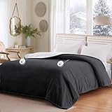 Sealy Electric Blanket Queen 84'*90',Super Cozy Flannel to Sherpa Reversible Heated Blanket Queen Size with 10 Heating Levels & 1-12 Hours Auto Off Overheating Protection Machine Washable,Charcoal