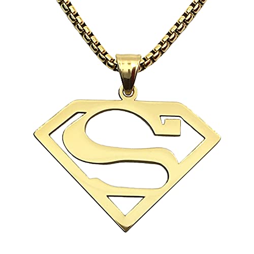 Tapp Collections 316L Stainless Steel Superhero Superman Pendant Necklace - Gold Color