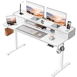 Homall Electric Standing Desk with 2 Drawers, Adjustable Height Computer Desk with Storage Sit Stand Table with Storage Shelf and Splice Board Quick Install for Home Office (White, 48 Inch)