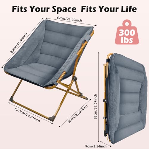 Sillón Plegable Tela Peluche Gris miniatura 3