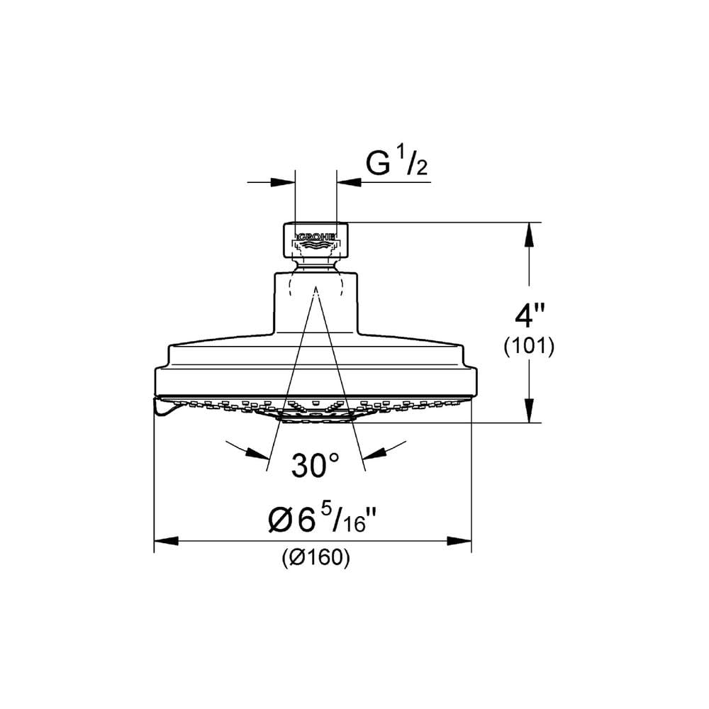GROHE Rainshower Cosmopolitan 160 - Kopfbrause (wassersparend, 4 Strahlarten, Antikalk- System, langlebig), chrom, 27135000