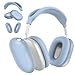 Produktbild MyGadget Zubehör Set kompatibel mit Apple Airpods Max [3 in 1] - 1x Kopfband Abdeckung | 2X Ohrpolster jeweils für Innen & Außen - Silikon Hüllen in Hell Blau