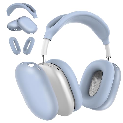 Ya en manzanajugosa.com: MyGadget Fundas para Apple Airpods MAX [3 en 1] - 1x Banda para la Cabeza | 2X Almohadillas para Oídos para Interior & Exterior - Case en Silicona Azul Claro