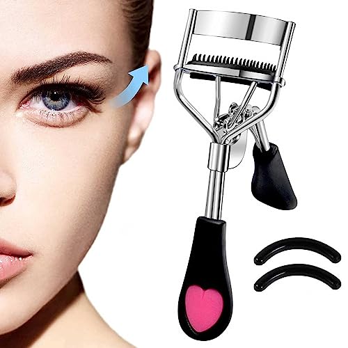 Pinkiou Eyelash Curler with Comb Fit All Eye Shape Curved Eyelash Curlers for Women Make Up Natural and Long Lasting Eye Lash Curler False Lashes Accessory - Black