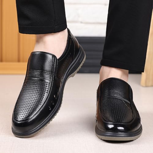 Men's Leather Low Heel Business Breathable Dress Shoes Slip-On Casual Formal Shoes Office Work Low Top Dress Shoes Luxury Oxford Shoes for Men2