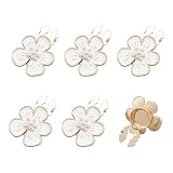 6 STÜCK Elegantes Knopfabdeckungen Manschettenknöpfe Mit Weißen Blumen Und Kamelien Knopfabdeckunge Abnehmbare Hemdknopf-Clips Schmuck für Kleid Anzug Smoking Hemd Zubehör