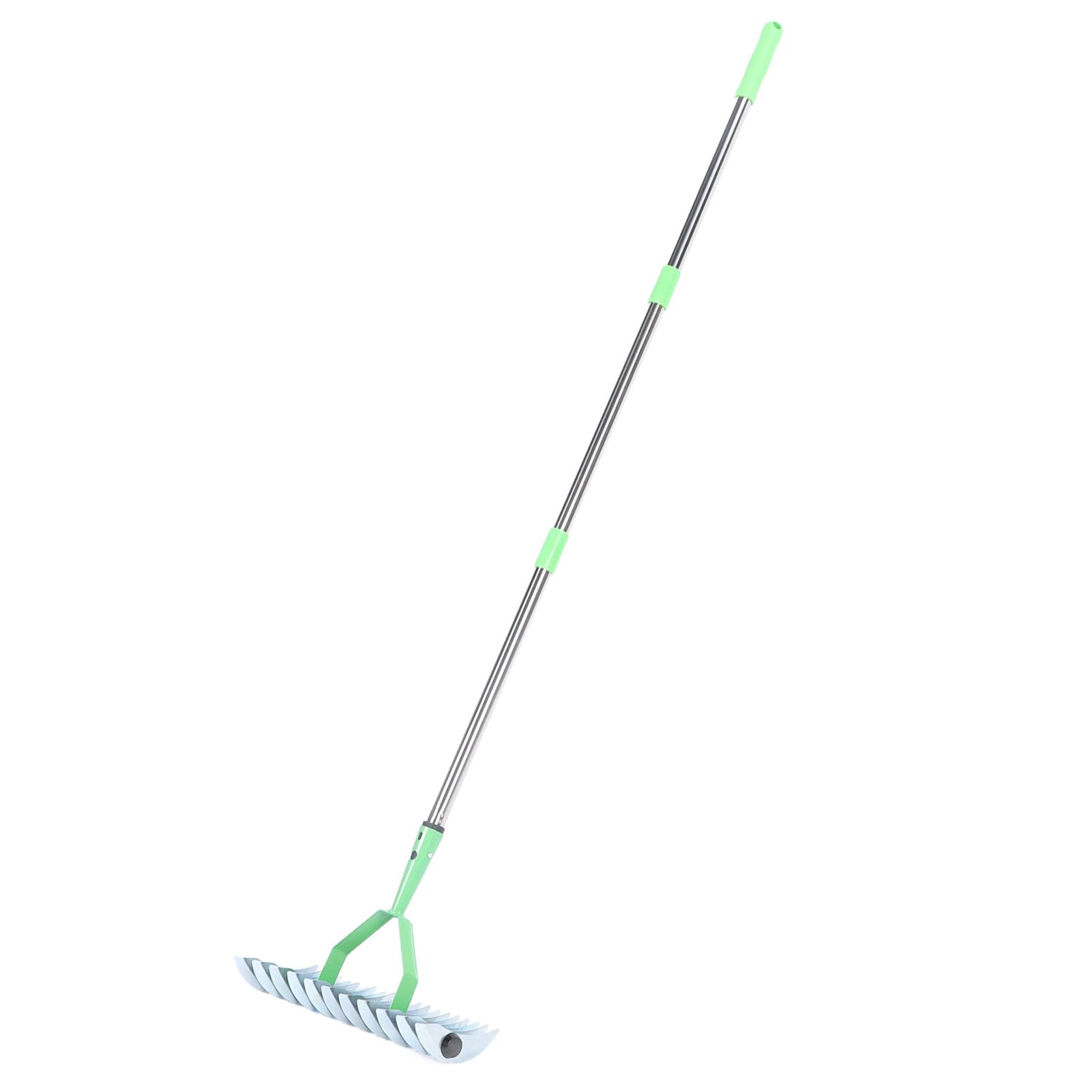 Vertikutierrechen, 134 cm, 3-teilig, Edelstahl, zum Entfernen von abgestorbenem Gras und zur Reinigung von Gartenerde