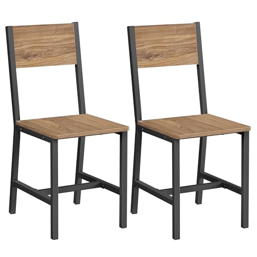 VASAGLE Juego de 2 Sillas de Comedor, Marco de Acero, Estilo Industrial, para Comedor, Salón, Cocina, Marrón Trigo y Negro Tinta LDC092Y101