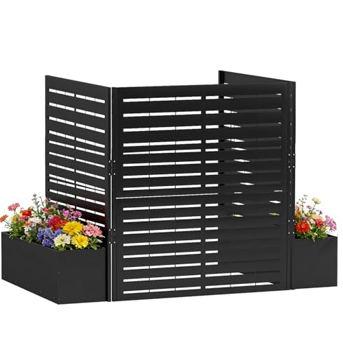 FOOWIN Air Conditioner Fence, 3 Panels Metal Privacy Screen with