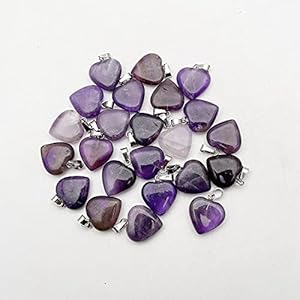 WANM Collier Pendentif en Pierre Naturelle Coeur améthystes pour la Fabrication de Bijoux Accessoires de Charme 36 pièces