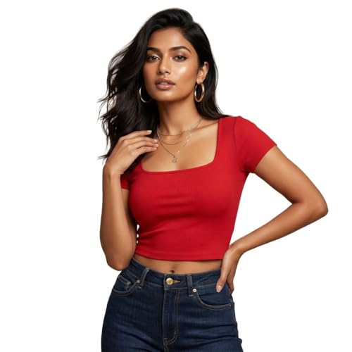 Image of ICW Women's Streetwear Round Neck Butterfly Cutout Back Short-Sleeve Padded Crop Top T-Shirt Dn249