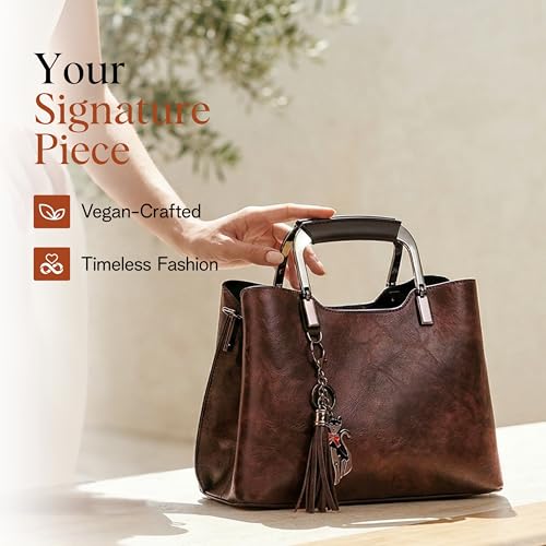 Image of Small Vegan Leather Purses for Women, Faux Leather Handbags for women, Top Handle Handbags, Satchel Purse