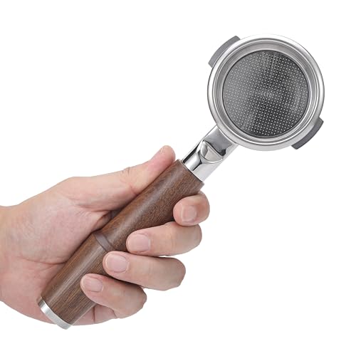 Knodos Portafiltro senza fondo nudo con doppio cestino (noce, compatibile con salvia da 58 mm, Breville, doppia caldaia, ecc.)