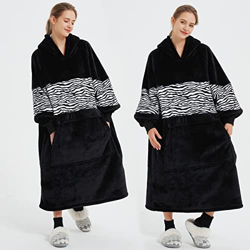 Image of KFUBUO Wearable Blanket Hoodie for Adults Long Sherpa All Patterns Oversized Sweatshirt Blanket with Pockets