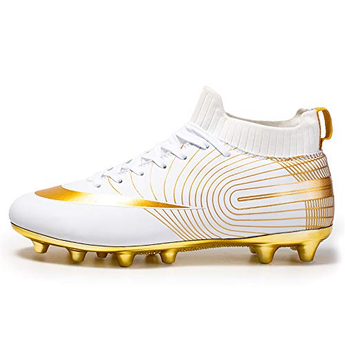 Kids' Voetbalschoenen, Lichtgewicht Football Training Schoenen AG Kind Volwassen Outdoor Voetbalschoenen Ademende Soccer Sneakers,White,35EU - Image 3