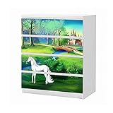 1x selbstklebender Möbelaufkleber Set mit Schutzlaminat passen für Ikea Kommode MALM mit 4 Fächern